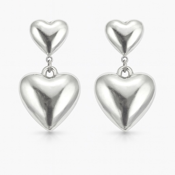 Anthropologie Jewelry - ⚜️ Silver Heart Drop Earrings